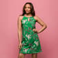 Womens 24/7 Comfort Apparel Green Floral Sleeveless Keyhole Dress - image 4