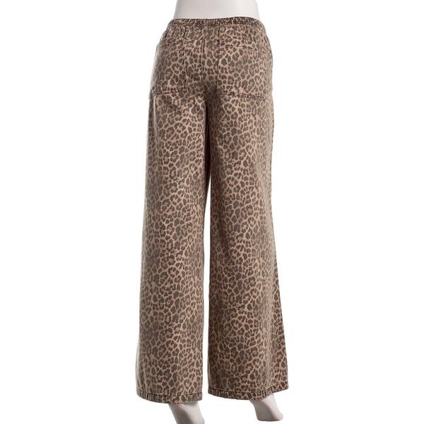Juniors Celebrity Pink Low Rise Wide Leg Leopard Trousers