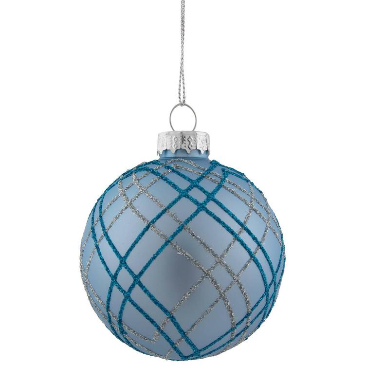 Northlight Seasonal 4pc. Silver Plaid Pattern Glass Ornament