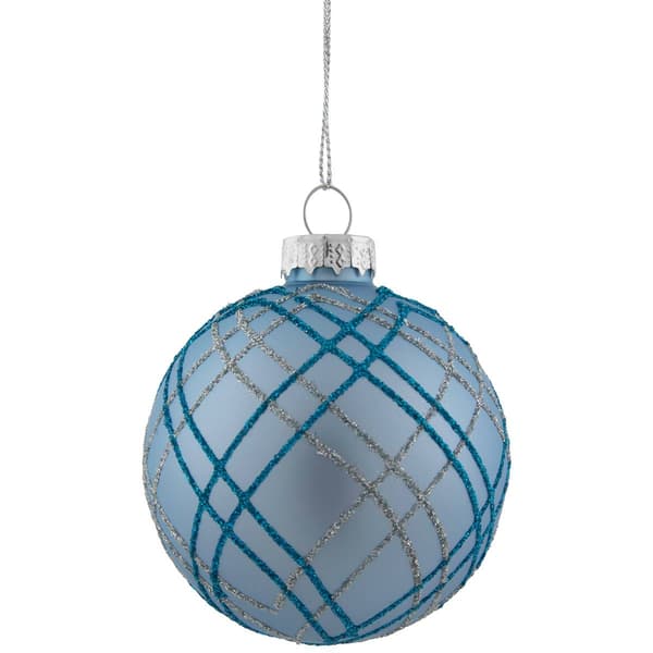 Northlight Seasonal 4pc. Silver Plaid Pattern Glass Ornament