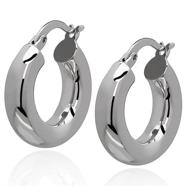 Gianni Argento 5x20mm Chunky Hoop Earrings - image 