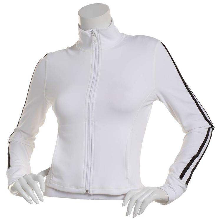 Juniors Love Tree Side Stripe Performance Mock Neck Zip Up Jacket