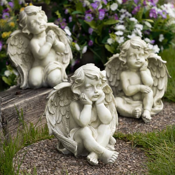 Northlight Seasonal Sitting Cherub Angel Statues - Set of 3 - image 