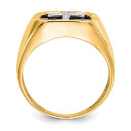 Mens Gentlemen’s Classics™ 14kt. Gold Onyx & Diamond Cross Ring