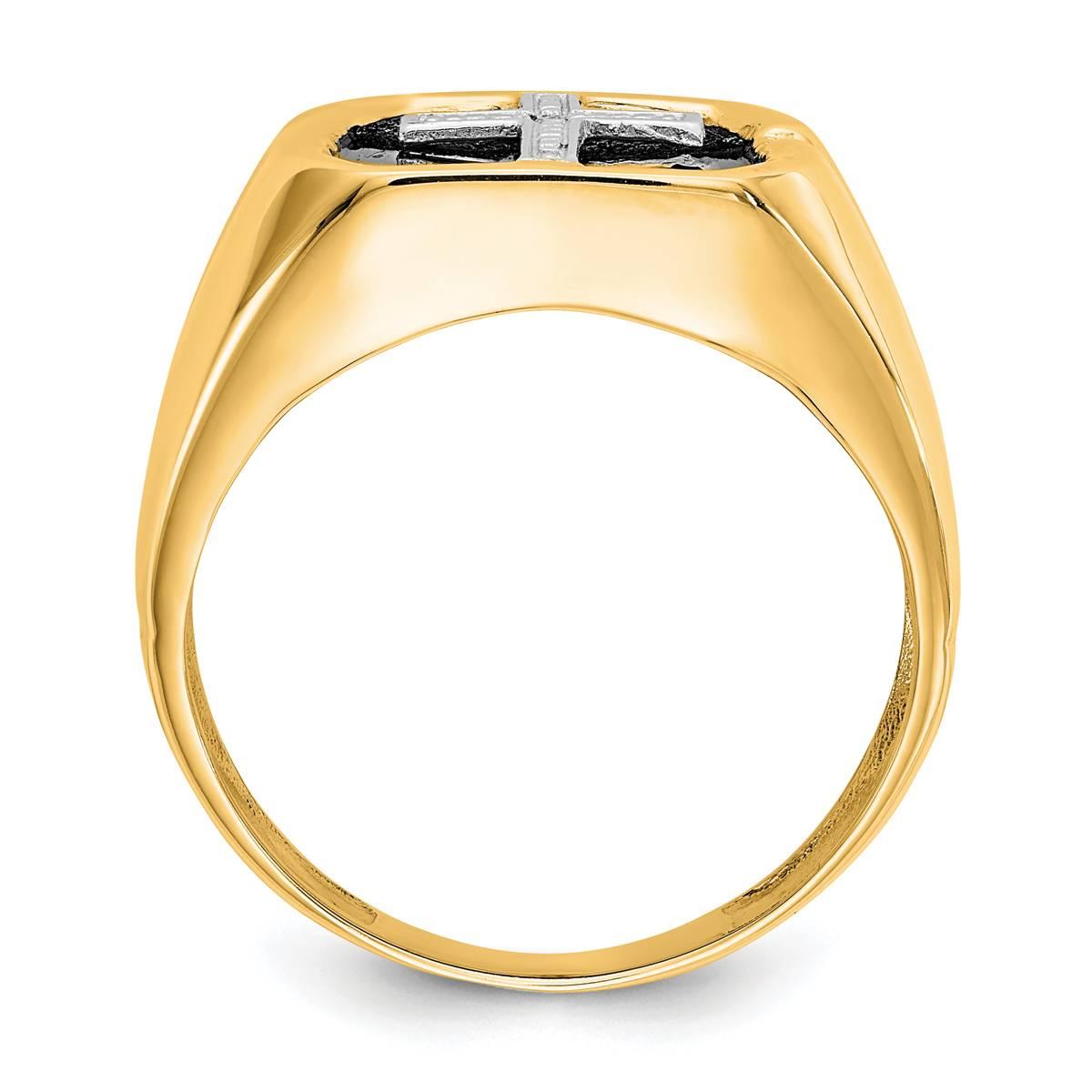 Mens Gentlemen’s Classics™ 14kt. Gold Onyx & Diamond Cross Ring