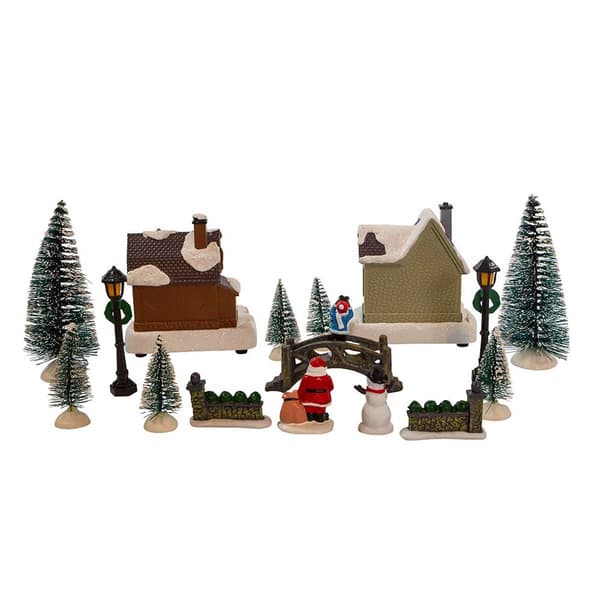 Kurt Adler 17pc. Battery-Operated Lit Christmas Village Set