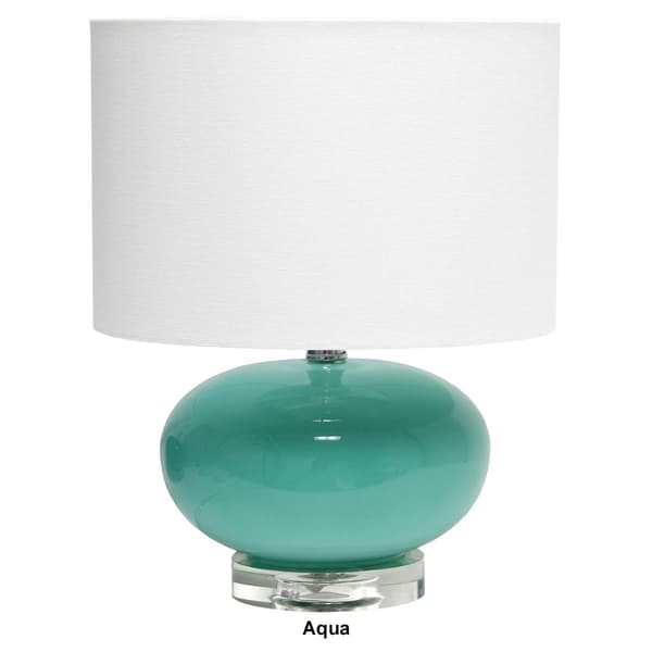 Lalia Home Modern Ovaloid Glass Bedside Table Lamp w/White Shade