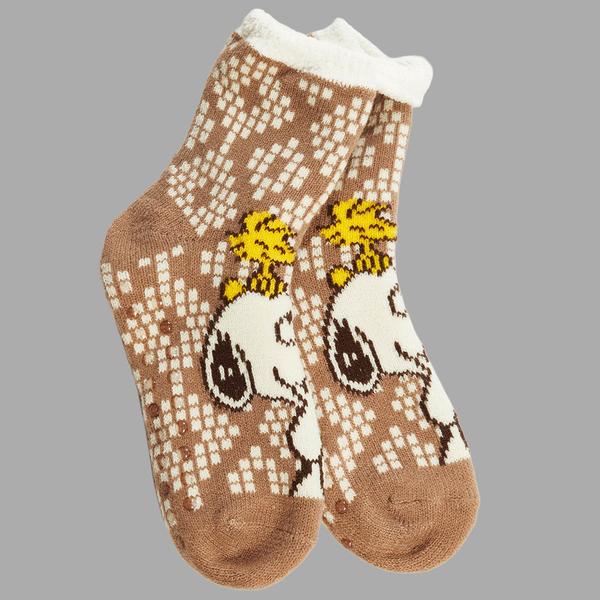 Womens Fuzzy Babba Snoopy Cabin Slipper Socks - image 