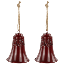Northlight 2pc. Embossed Burgundy Christmas Bell Ornaments