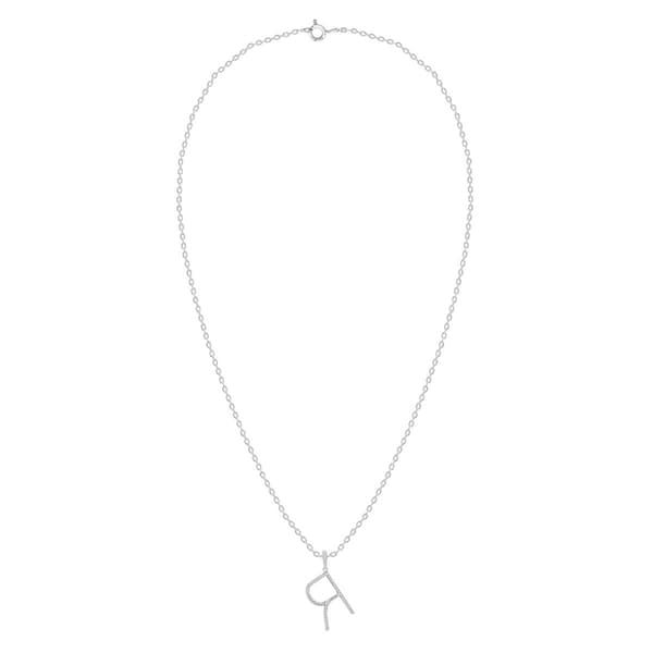 Nova Star® Sterling Silver Lab-Grown Diamond Initial R Pendant