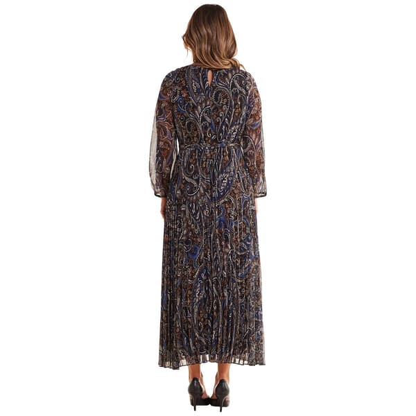 Womens Sandra Darren Long Sleeve Pleated Maxi Dress