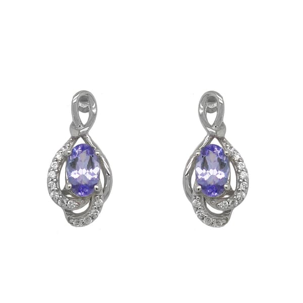 Precious Elegance&#40;tm&#41; Tanzanite/Zircon Sterling Silver Earrings - image 