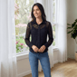 Womens Nanette Lepore Long Sleeve Lace Button Front Blouse - image 1