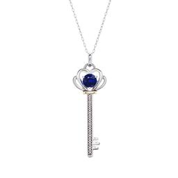 Gemstone Classics(tm) Sapphire & Diamond Key Pendant