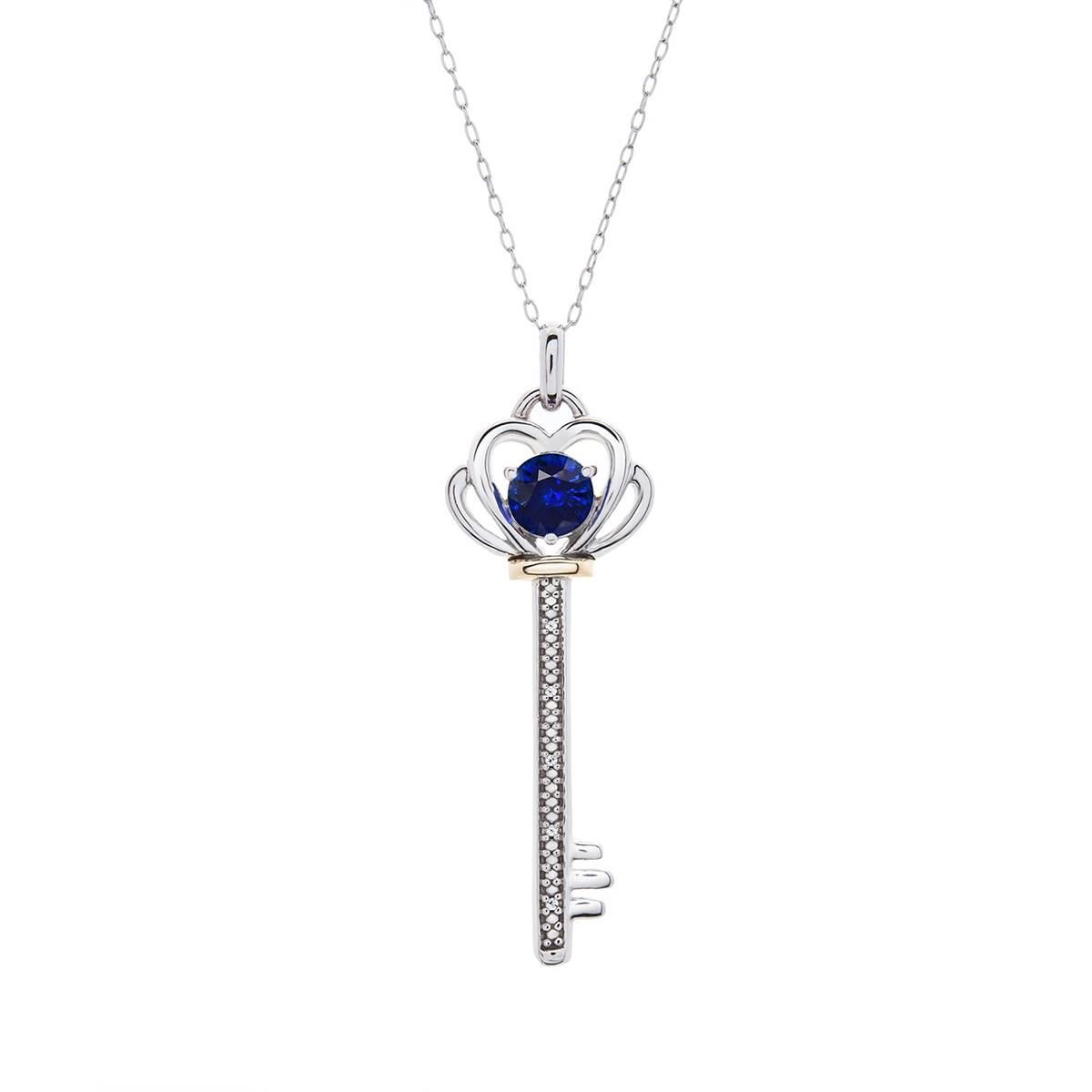 Gemstone Classics(tm) Sapphire & Diamond Key Pendant