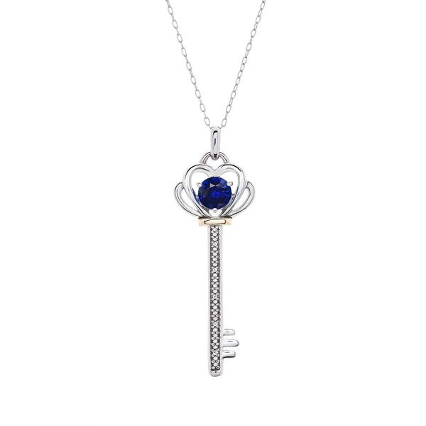 Gemstone Classics&#40;tm&#41; Sapphire & Diamond Key Pendant - image 