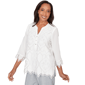 Womens Alfred Dunner Al Fresco 3/4 Sleeve Lace Cut Out Blouse - image 3