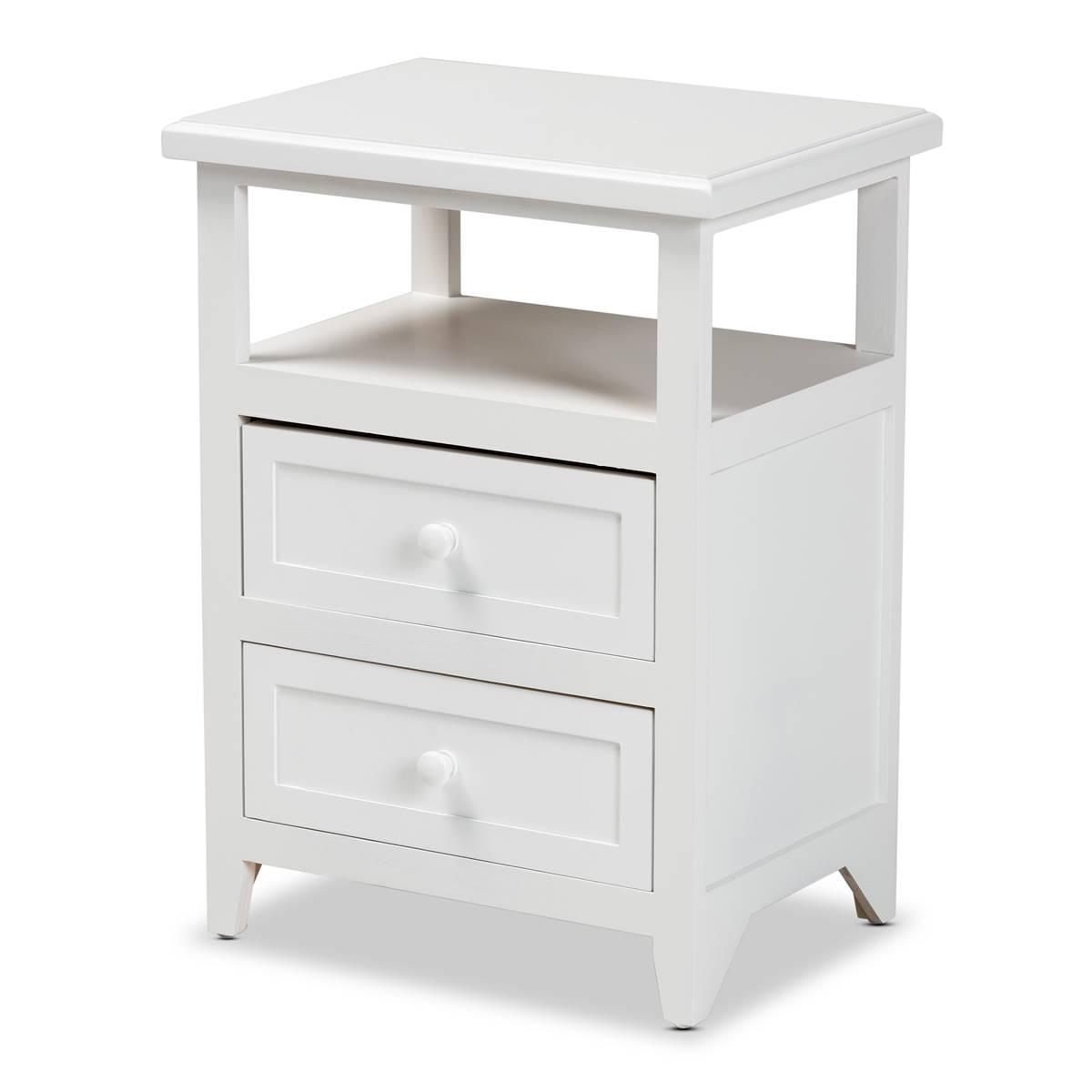 Baxton Studio Karsen White Finished Wood 2-Drawer Nightstand