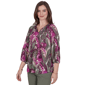 Womens Ruby Rd. Sedona Escape Tropical Tassel Neck Blouse - image 3
