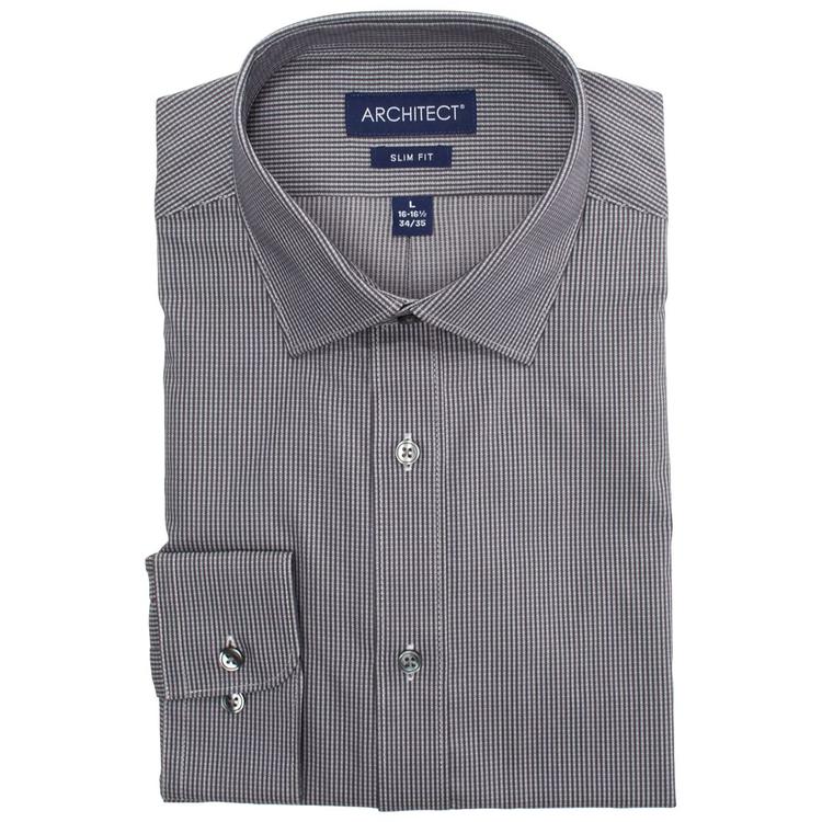 Mens Architect(R) Slim Fit Performance Dress Shirt - Gray Check