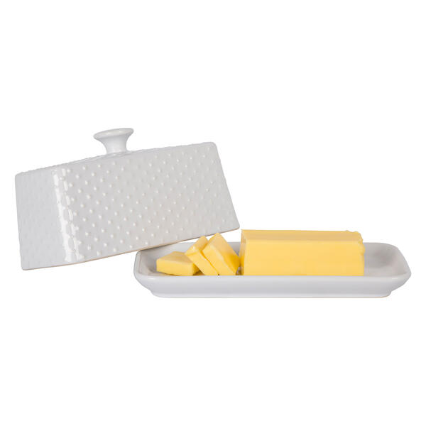 Home Essentials 8in. Hobnail Embossed Butter Dish - image 