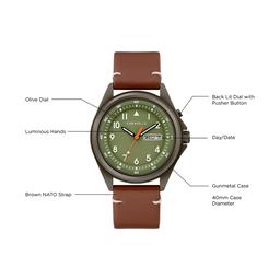 Mens Caravelle Gunmetal IP Stainless Olive Dial Watch - 45C119