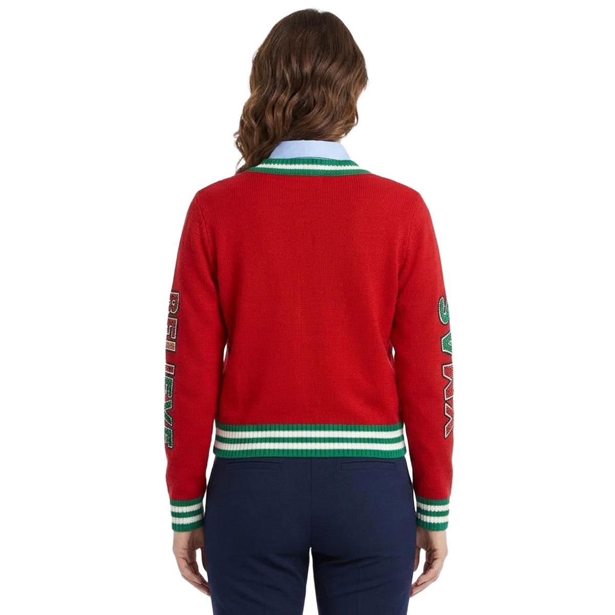 Womens 99 Jane Street Long Sleeve Christmas Varsity Ugly Cardigan