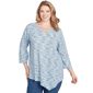 Women''s Ruby Rd. Indigo Go Spacedye Knit Asymmetric Top - image 1