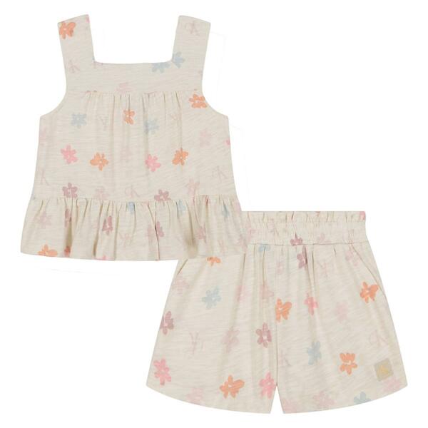 Girls &#40;4-6x&#41; Calvin Klein 2pc. Floral Peplum Top & Shorts Set - image 