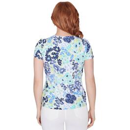 Womens Hearts of Palm Printed Essentials Floral V-Neck Party Tee