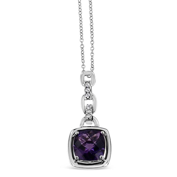 Haus of Brilliance Sterling Silver Dark Purple Amethyst Pendant - image 