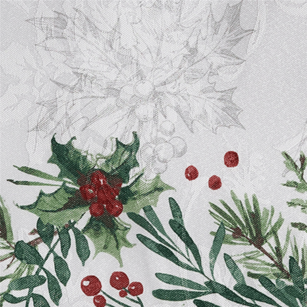 Threadmade Holly Berry Flourish Holiday Fabric Table Runner