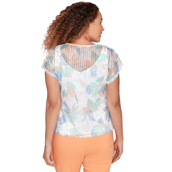 Womens Hearts of Palm All Sun and Games Leaf Textured Blouse
