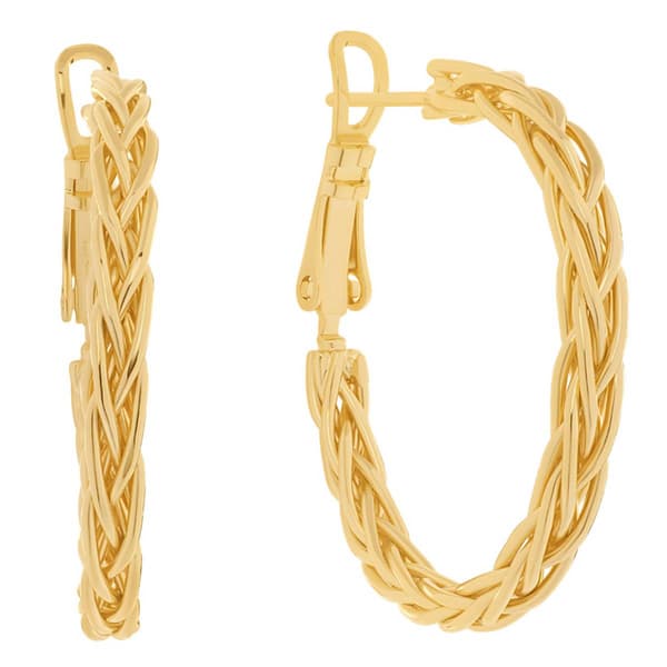 14kt. Gold Over Brass 30mm Braided Hoop Earrings - image 