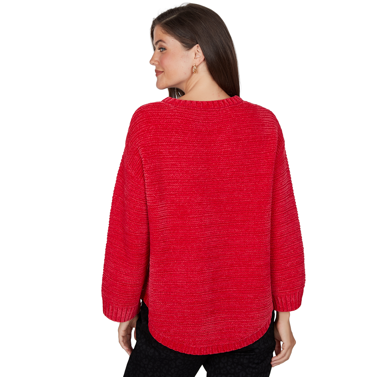 Womens Ruby Rd. Mysterious Romance Chenille V-Neck Sweater