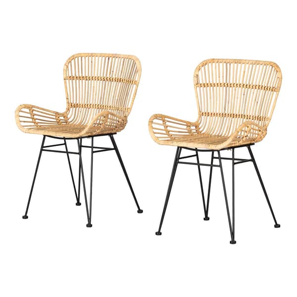 South Shore Balka Rattan Dining Chair w/ Armrests - Set of 2 - image 