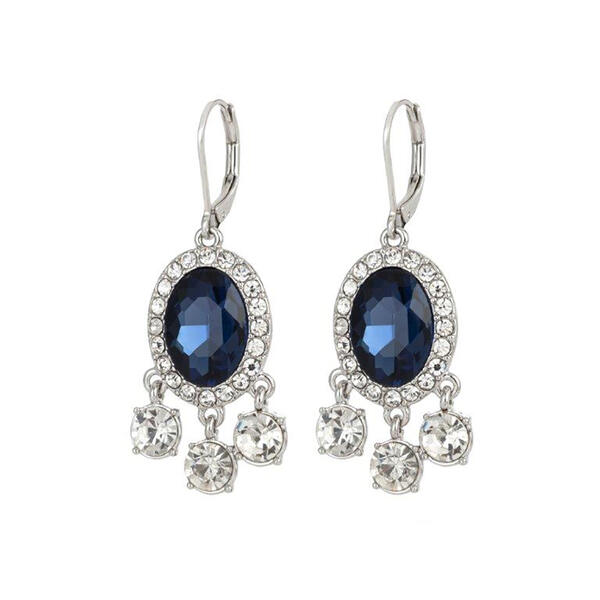 Roman Looking Glass Sapphire Oval Dangle Drop Earrings - image 
