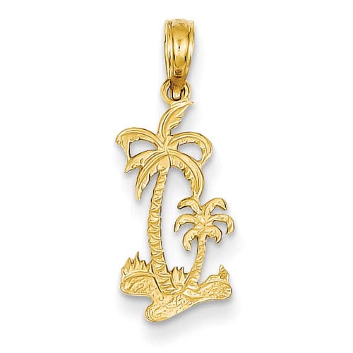 Gold Classics(tm) 14k. Double Palm Trees Pendant - image 