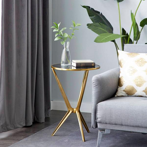 9th & Pike® Gold Modern Aluminum Accent Table