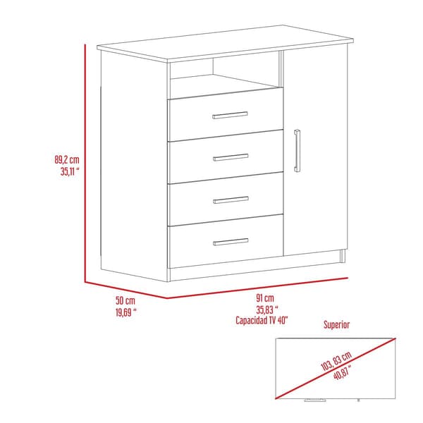 FM FURNITURE Carolina 4 Drawer Dresser