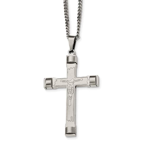 Mens Gentlemen's Classics&#40;tm&#41; Brushed & Polished Cross Necklace - image 