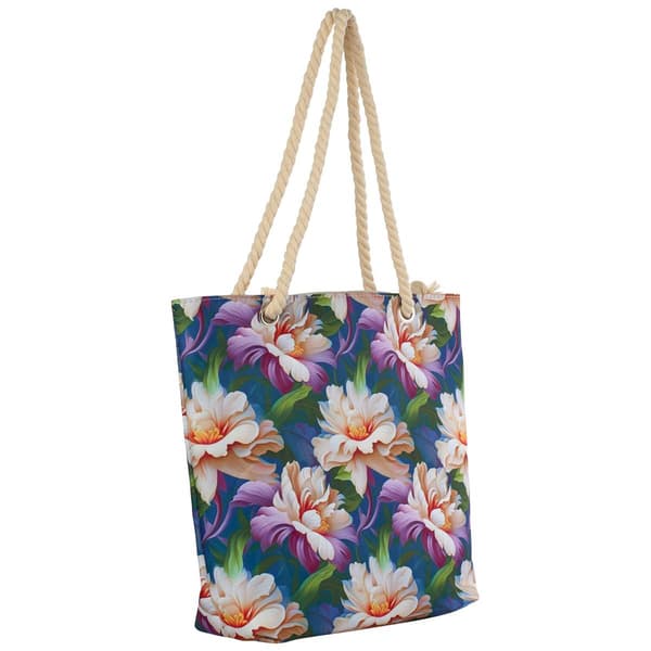 Renshun 3D Floral Canvas Tote - Purple/White
