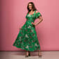 Womens 24/7 Comfort Apparel Green Floral Cold Shoulder Maxi Dress - image 4
