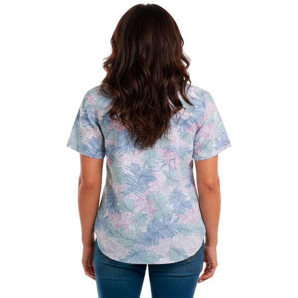 Womens Erika Yasmine Tropical Short Sleeve Pocket Button Down