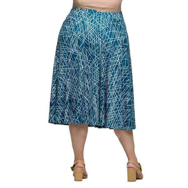 Plus Size 24/7 Comfort Apparel Teal Geometric Pocket Midi Skirt