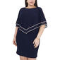 Plus Size MSK Split Sleeve Rhinestone Trim Double Overlay Dress - image 3
