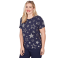 Womens Alfred Dunner Lady Liberty Short Sleeve Foil Stars Blouse - image 3