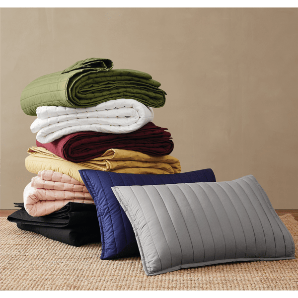 Brooklyn Loom Solid Cotton Percale 3pc. Quilt Set