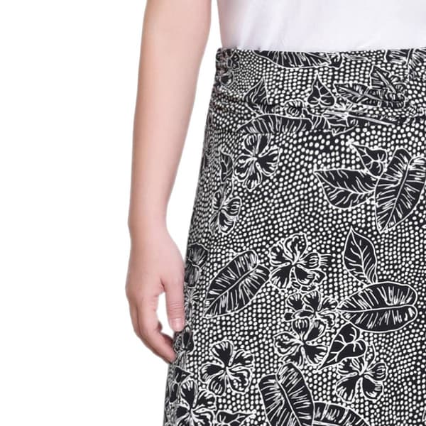 Womens NY Collection Pull-On Floral Dot O-Ring Skirt