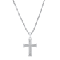 Mens Iron Saints Textured Silver Cross Box Chain Necklace - image 1
